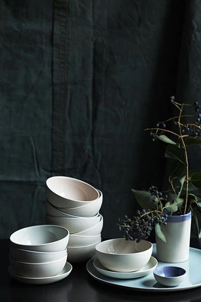 Canvas Home Shell Bisque Pasta Bowl - Set of 4 Grey