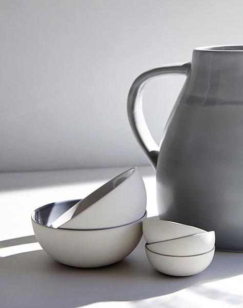 Canvas Home Shell Bisque Pasta Bowl - Set of 4 Grey