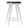 Mater High Stool - Counter Height Aluminum Black Leather 