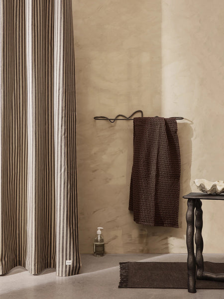 Tan striped sale shower curtain
