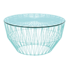 BEND Drum Ottoman Table Aqua Glass Top 