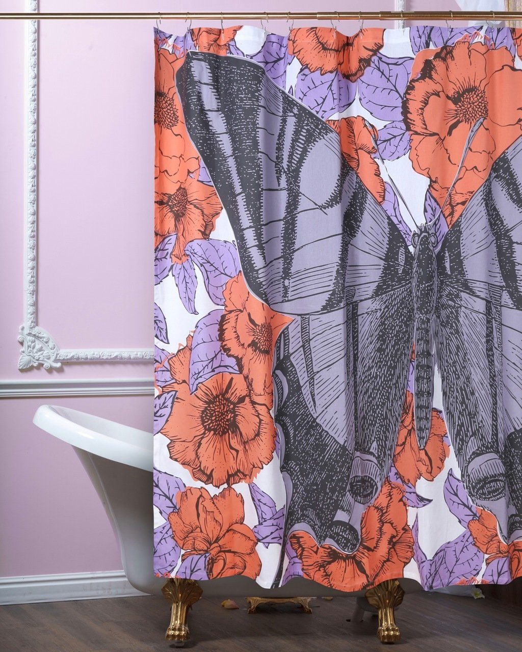 Thomas Paul Butterfly Floral Shower Curtain