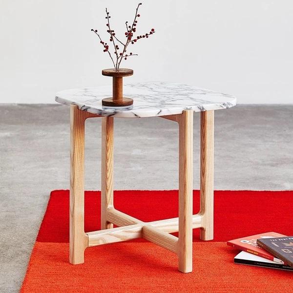 GUS Quarry End Table Bianca Marble Ash Natural