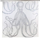 Thomas Paul Octopus Silver Metallic Shower Curtain
