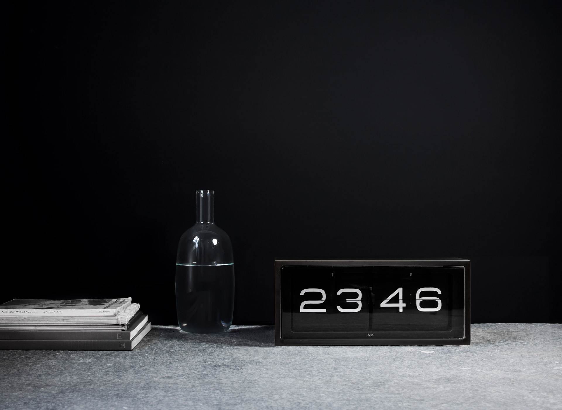 LEFF Amsterdam Wall/Desk Clock - Black Face Stainless Steel