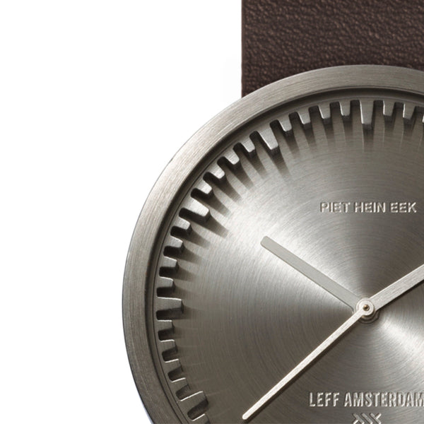 LEFF Amsterdam D38 Watch Steel / Black Leather Strap 