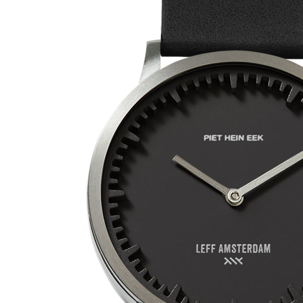 LEFF Amsterdam T32 Watch Steel / Black Leather Strap 