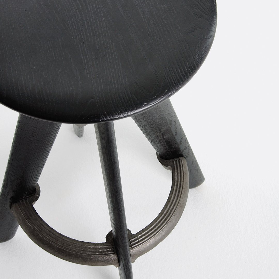Tom Dixon Slab Bar Stool Black Stained Oak