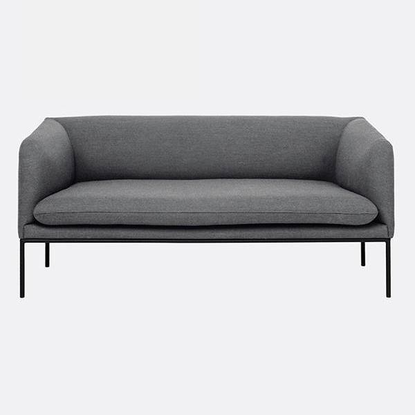 Ferm Living Turn Sofa 2 Seater Dark Grey Cotton 