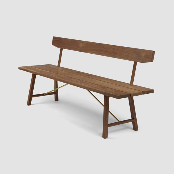 Another Country Bench Two - w/ Back 63" W x 19" D x 31.50" H | 17.31" SH Ash Seat/Walnut Legs 