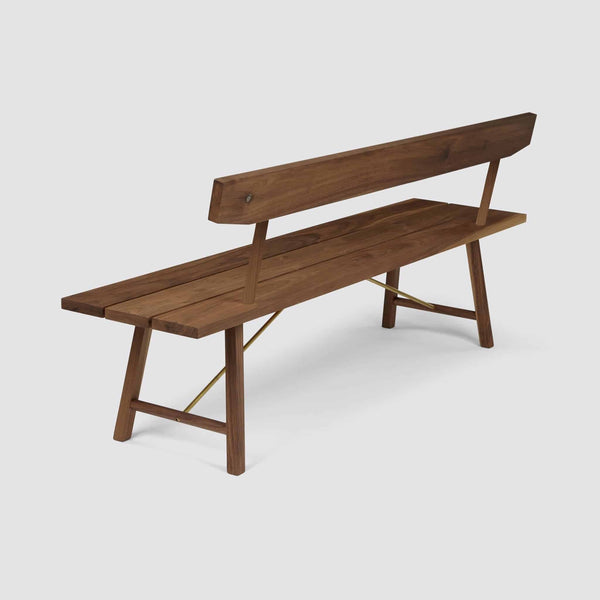 Another Country Bench Two - w/ Back 63" W x 19" D x 31.50" H | 17.31" SH Ash Seat/Walnut Legs 