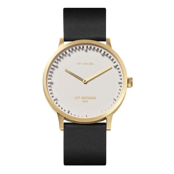 LEFF Amsterdam T40 Watch Steel / Black Leather Strap 