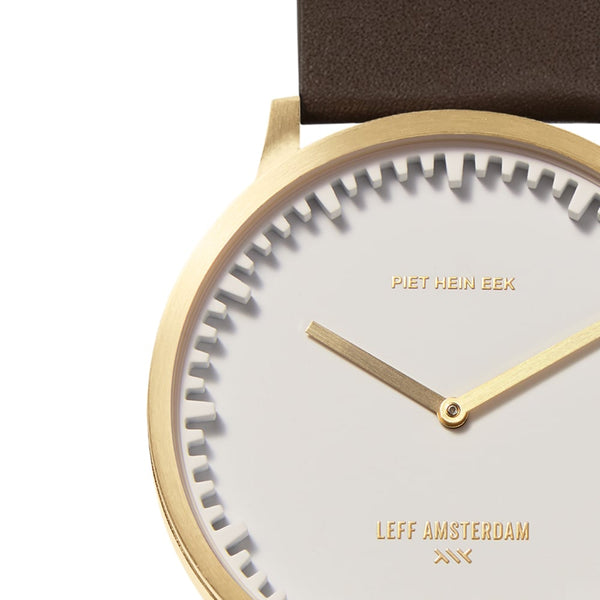 LEFF Amsterdam T40 Watch Steel / Black Leather Strap 