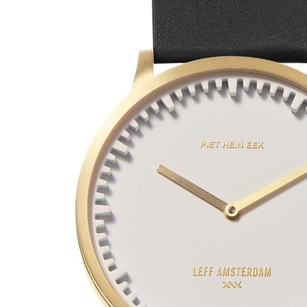 LEFF Amsterdam T40 Watch Steel / Black Leather Strap 