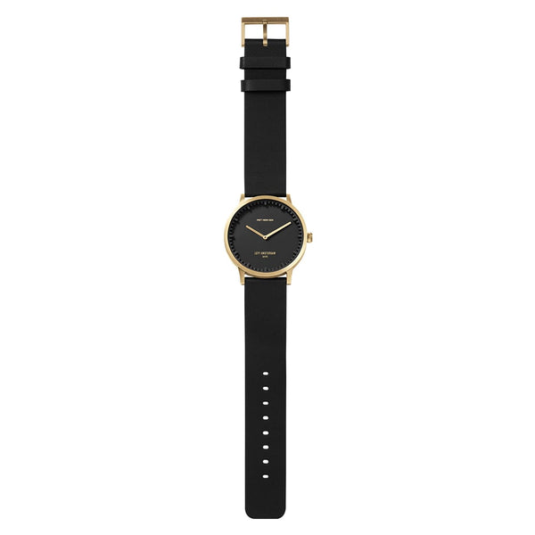 LEFF Amsterdam T40 Watch Steel / Black Leather Strap 
