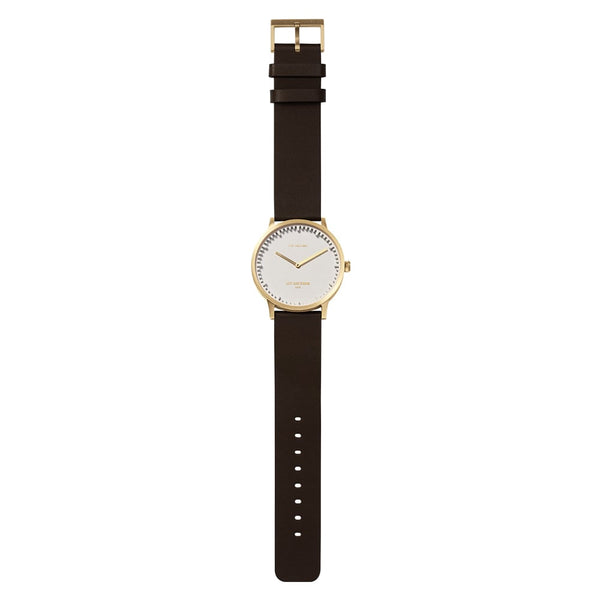 LEFF Amsterdam T40 Watch Steel / Black Leather Strap 