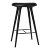 Mater High Stool - Bar Height Beech - Dark Stained Black Leather 