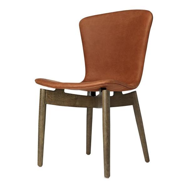 Mater Shell Dining Chair Ultra Leather - Cognac Oak-Laquered 