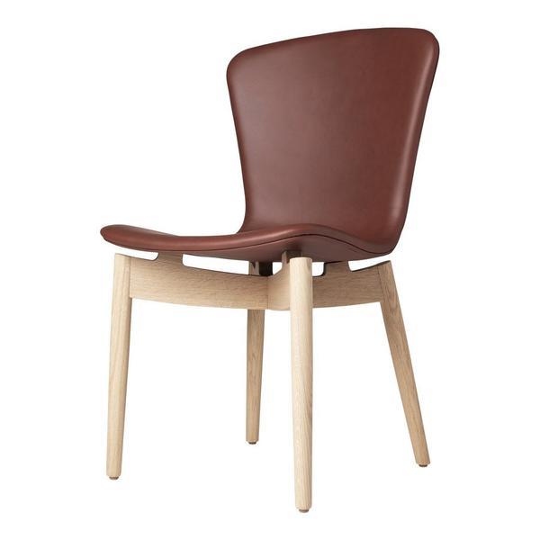 Mater Shell Dining Chair Ultra Leather - Cognac Oak-Laquered 
