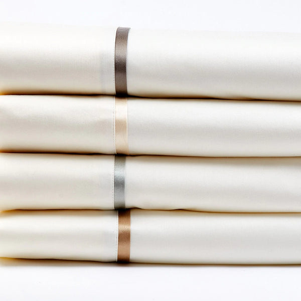 Ann Gish Cotton Sheet Set w/ Charmeuse Trim