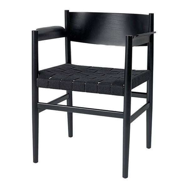 Mater Nestor Dining Armchair Beech - Black Stained Black Linen Belt 