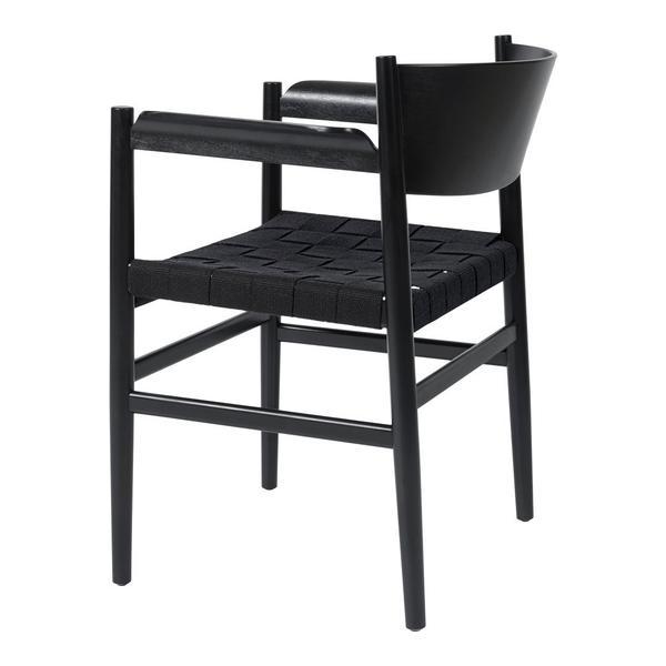 Mater Nestor Dining Armchair Beech - Black Stained Black Linen Belt 
