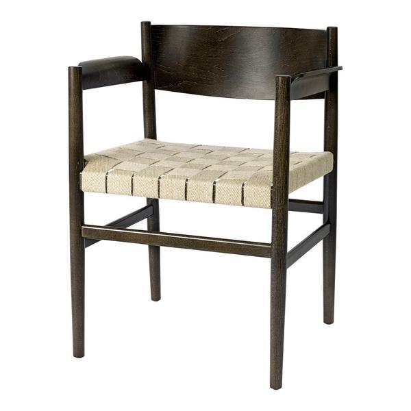 Mater Nestor Dining Armchair Beech - Black Stained Black Linen Belt 