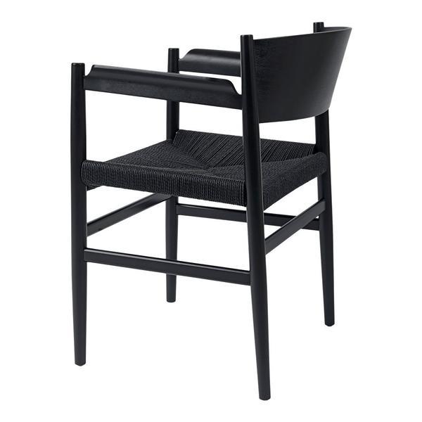 Mater Nestor Dining Armchair Beech - Black Stained Black Linen Belt 