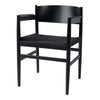 Mater Nestor Dining Armchair Beech - Black Stained Black Linen Belt 