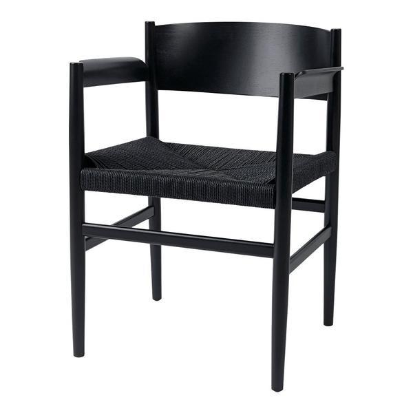Mater Nestor Dining Armchair Beech - Black Stained Black Linen Belt 