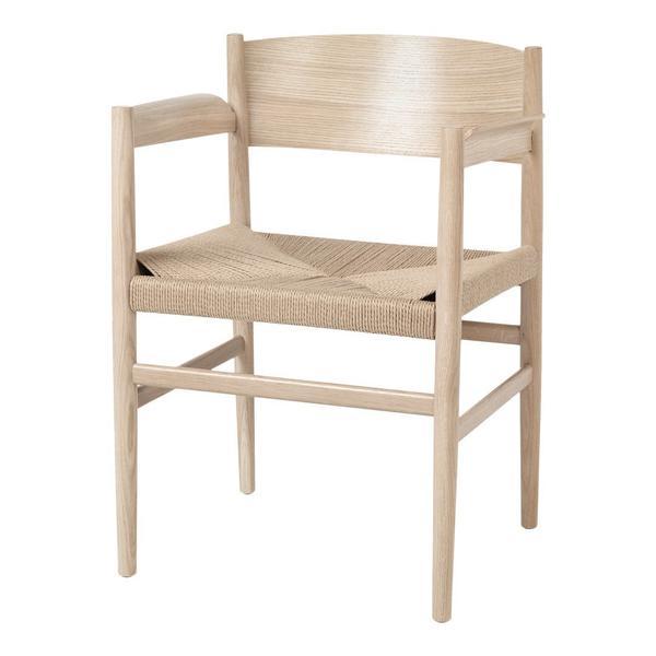 Mater Nestor Dining Armchair Beech - Black Stained Black Linen Belt 