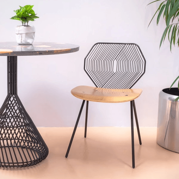 BEND Wood and Wire Chair Black 