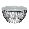 BEND Drum Ottoman Table Black Glass Top 