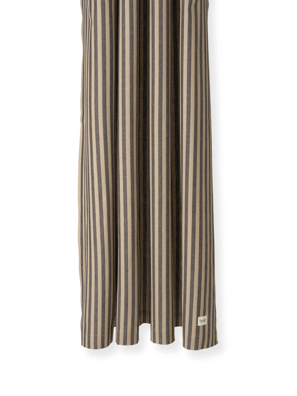 Ferm Living Chambray Striped Shower Curtain - Sand & Black Stripe