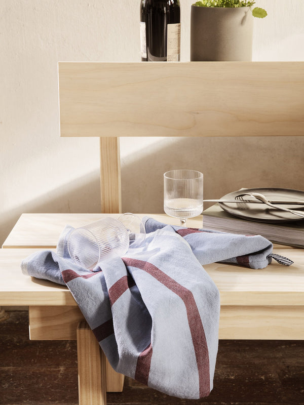 Ferm Living Hale Tea Towel - Faded Blue & Burgundy