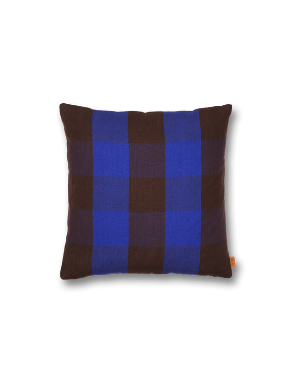 Ferm Living Grand Cushion - Chocolate & Bright Blue