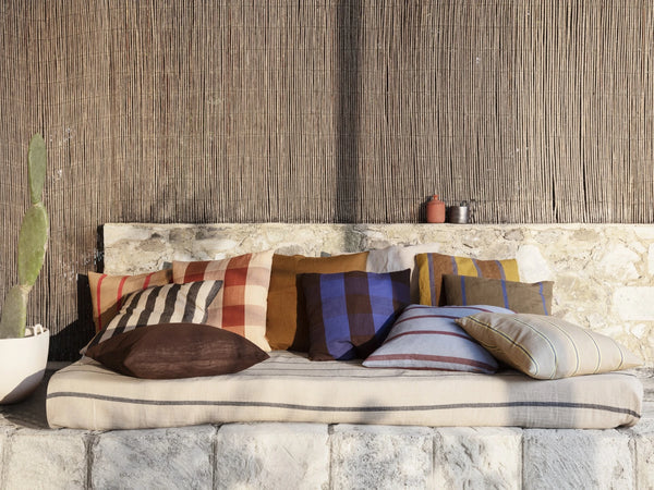 Ferm Living Grand Cushion - Oyster, Lemon & Bright Blue
