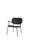 Menu Co Lounge Chair Black Dakar Leather Back & Seat / Dark Stained Oak Arms 