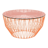 BEND Drum Ottoman Table Orange Glass Top 