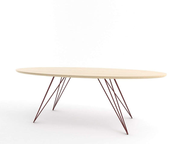 Tronk Williams Coffee Table - Oval Thin Maple Blood Red
