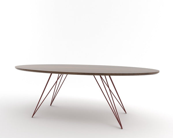 Tronk Williams Coffee Table - Oval Thin Maple Blood Red
