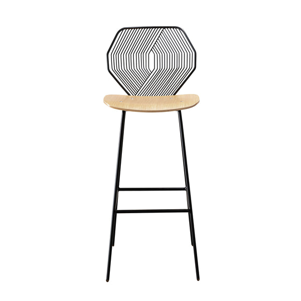 Bend Wood & Wire Bar Stool