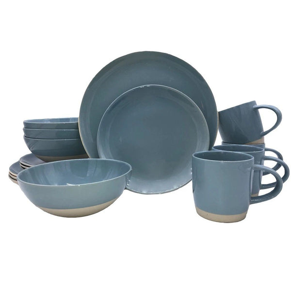 Canvas Home Shell Bisque 16 Piece Place Setting Blue 