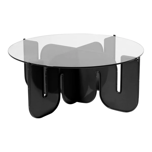 BEND Wave Table White Clear Glass Top 