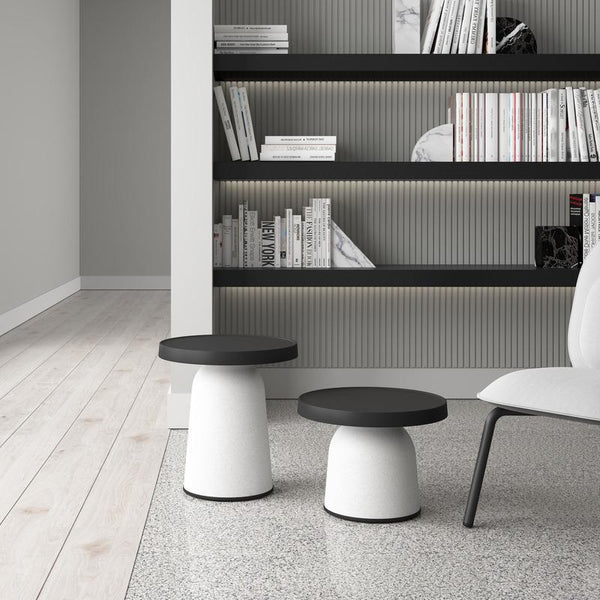 TOOU Thick Top Side Table - High Black Top / Eco White Base 