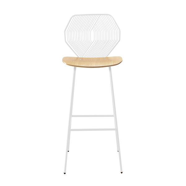 Bend Wood & Wire Bar Stool
