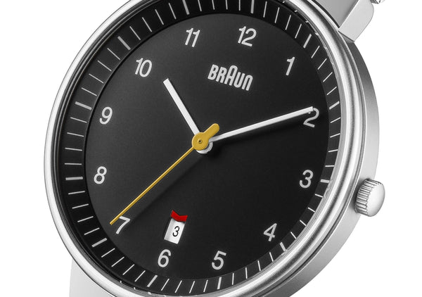 Braun BN-32BKSLMHG Men's Black dial, Stainless Steel Mesh Band, 3 hands with Date 