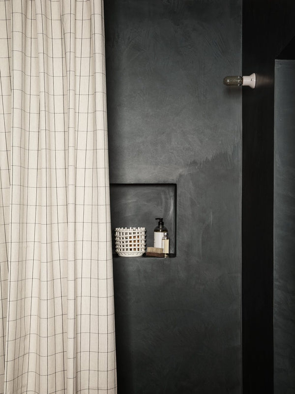 Ferm Living Chambray Shower Curtain - Sand Grid 