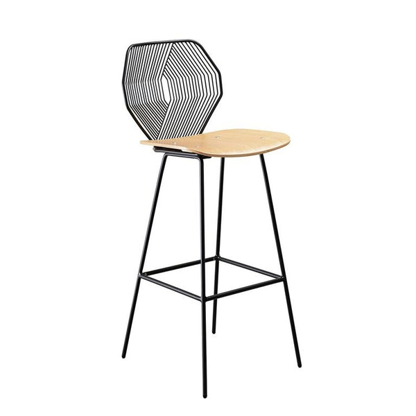 Bend Wood & Wire Bar Stool