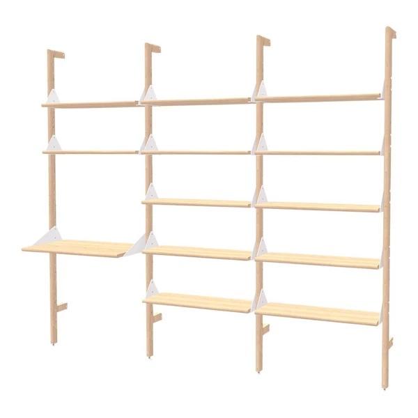 GUS Branch-3 Desk Shelving Unit Upright Ash Black/Brackets Black/Desk Ash Blonde 